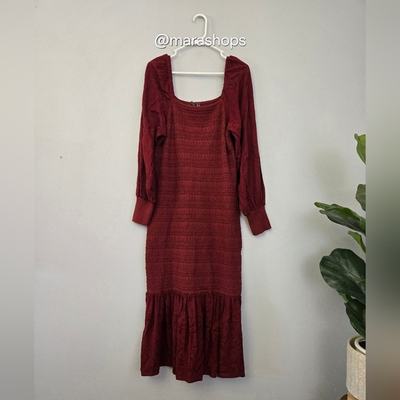 Anthropologie Smocked Puff-Sleeved Midi Dress - Picture 3 of 9